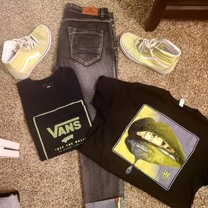 Men's outfit shoes tees jeans